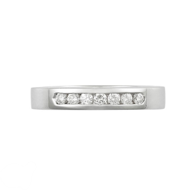 Half channel eternity ring 7 diamonds in white gold 18k ct 0,25 