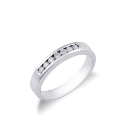 Half channel eternity ring 7 diamonds in white gold 18k ct 0,25 