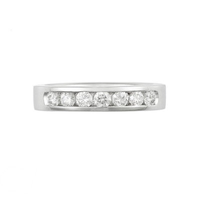 Half channel eternity ring with 7 diamonds