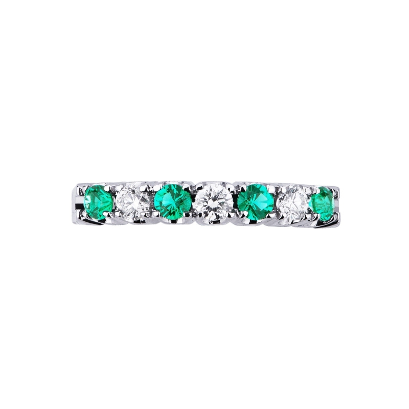 7 stones ring with diamonds and emeralds