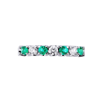 7 stones ring with diamonds and emeralds