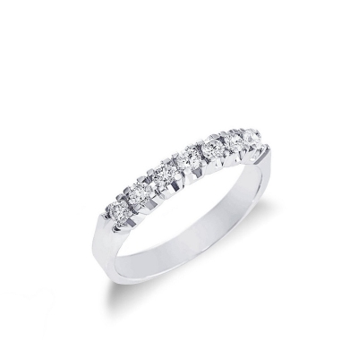 Anello Veretta a 7 pietre in Oro bianco 18k con Diamanti ct. 0,35