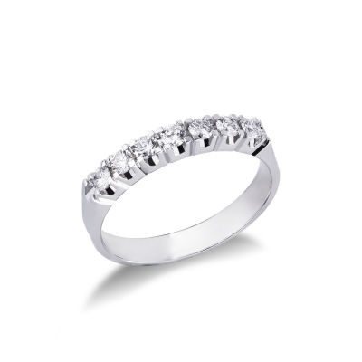 7 diamonds half eternity ring in white gold 18k ct 0,45 