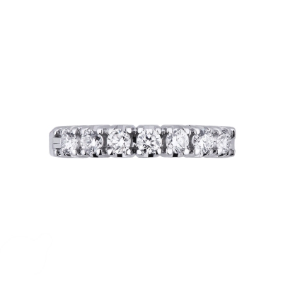 7 stones half eternity ring in white gold 18k with diamonds 0,50 ct