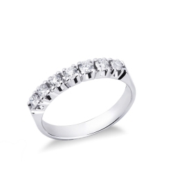 7 stones half eternity ring in white gold 18k with diamonds 0,50 ct