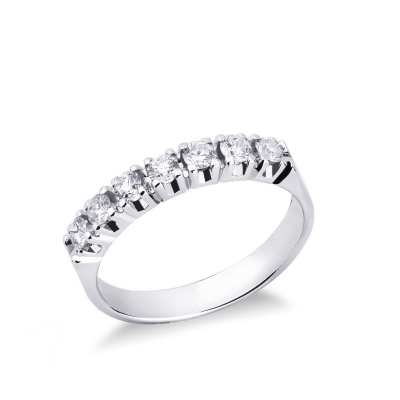 7 stones half eternity ring in white gold 18k with diamonds 0,50 ct