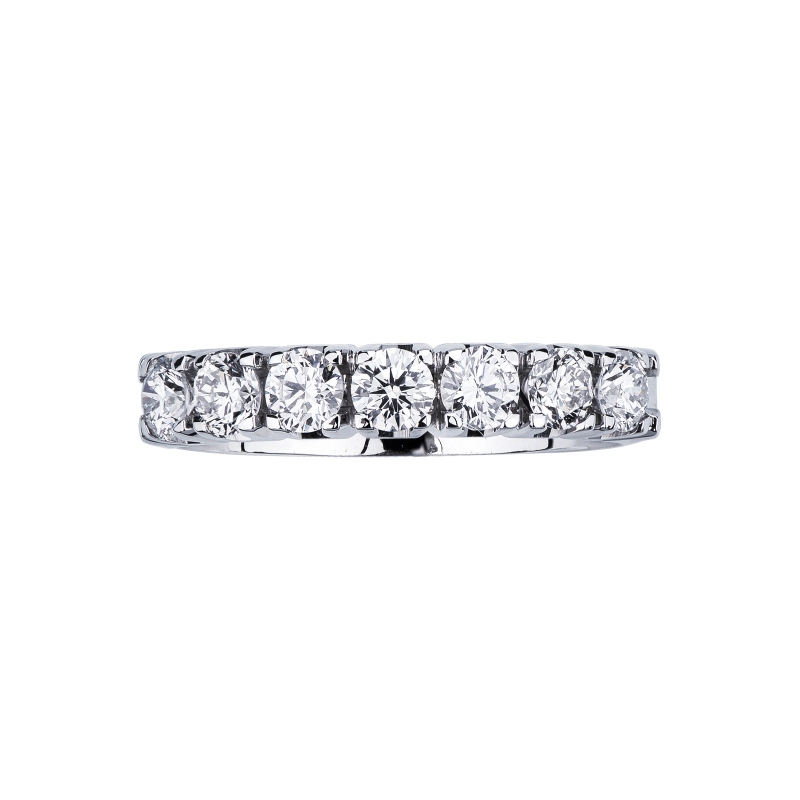 White gold 18k 7 stones diamond half eternity ring 0,85 ct