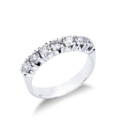 White gold 18k 7 stones diamond half eternity ring 0,85 ct