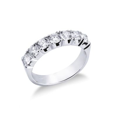 White gold 18k 7 diamond half eternity ring 1,30 ct