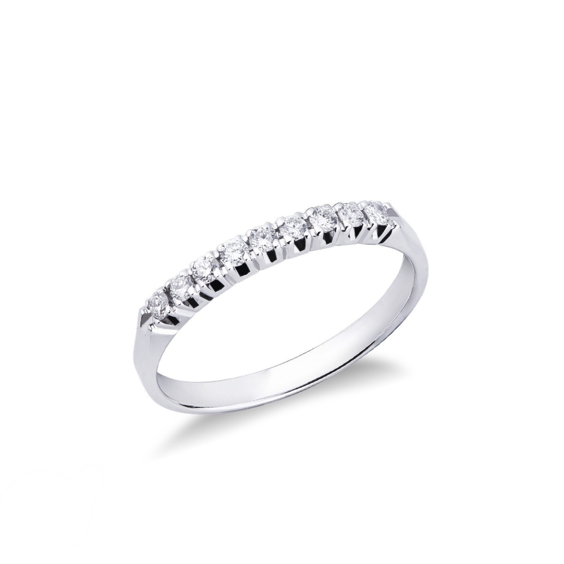 Anello Veretta a 9 pietre in Oro bianco 18k con nove Diamanti