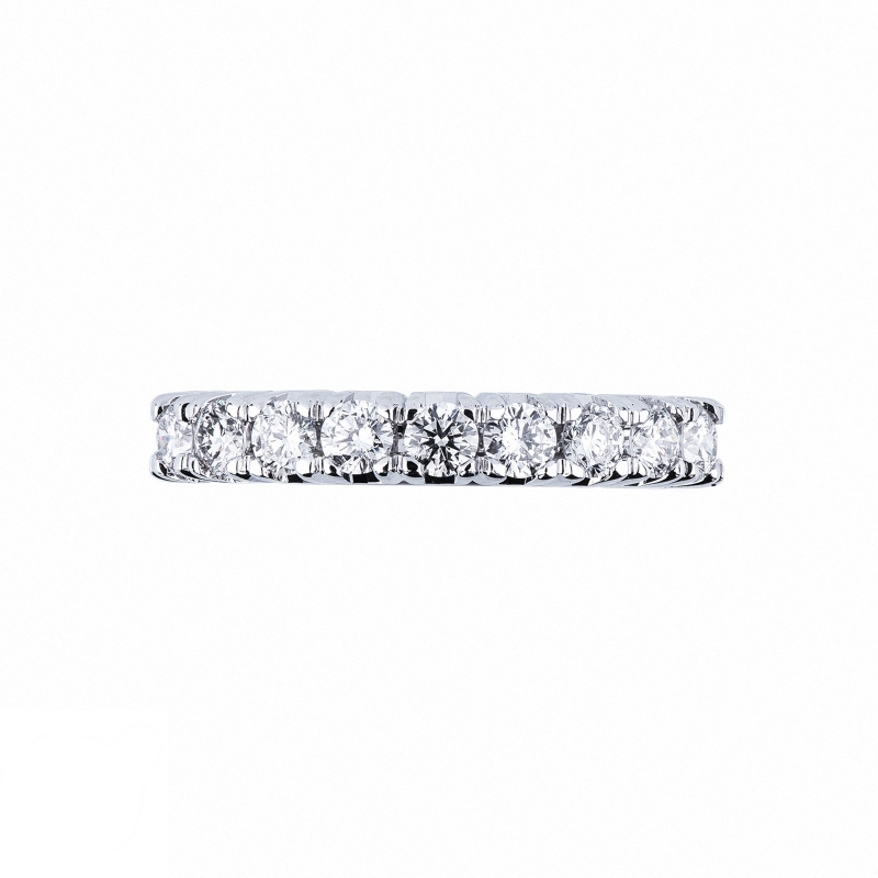 9 diamonds half eternity ring 0,75 ct in white gold 18k 
