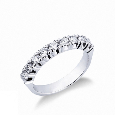 9 diamonds half eternity ring 0,75 ct in white gold 18k 