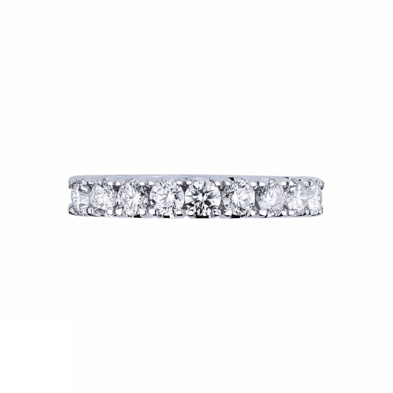 9 diamonds half eternity ring 0,90 ct in white gold 18k
