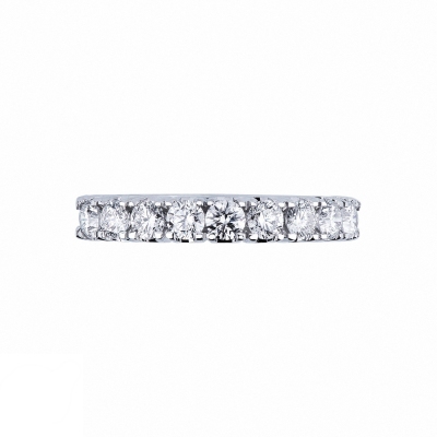 9 diamonds half eternity ring 0,90 ct in white gold 18k