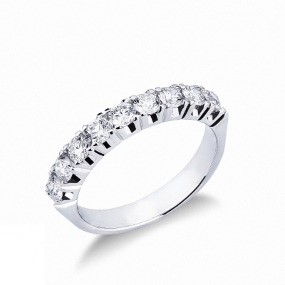 9 diamonds half eternity ring 0,90 ct in white gold 18k