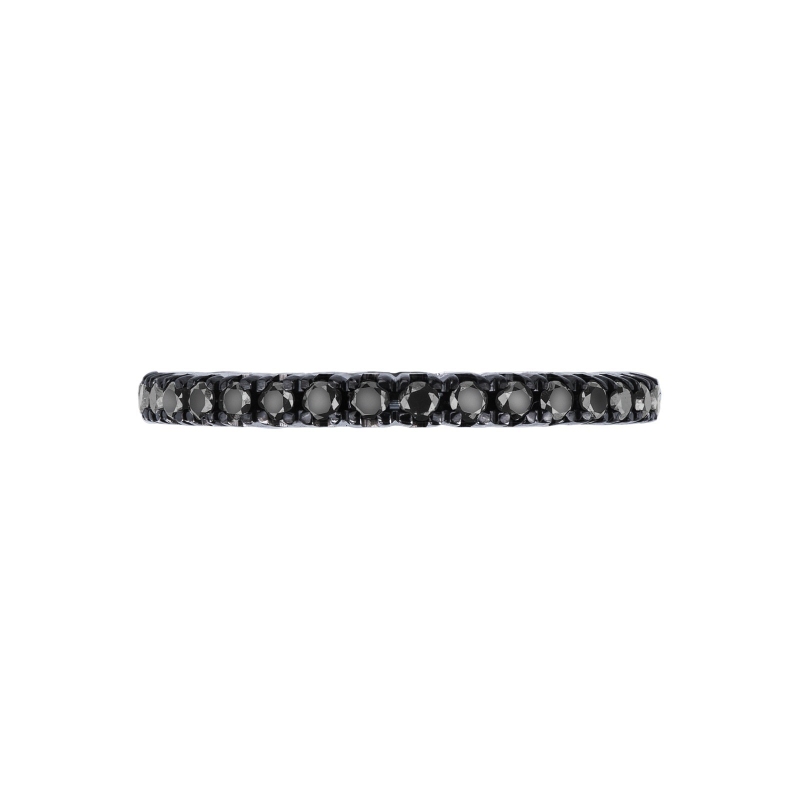 Eternity ring burnished in white gold 18k with black diamonds 
