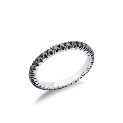 Eternity ring burnished in white gold 18k with black diamonds 