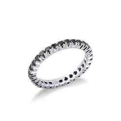 Anello Eternity a griffe in Oro bianco 18k con diamanti neri