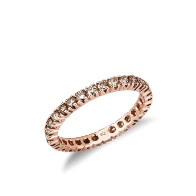 Eternity ring with brown diamonds in rosé gold 18k