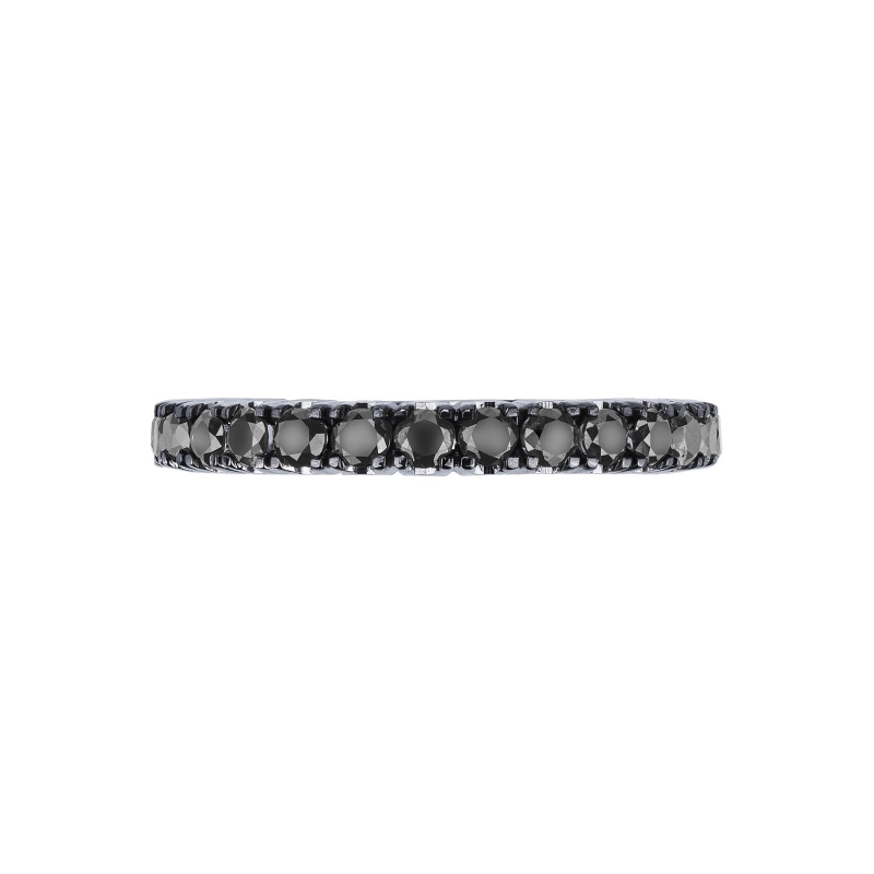 Eternity ring with black diamonds in white gold 18k 