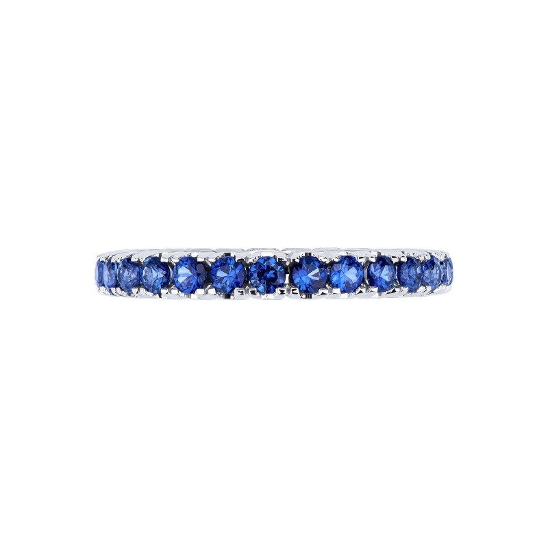 Blue sapphires eternity ring white gold 18k 