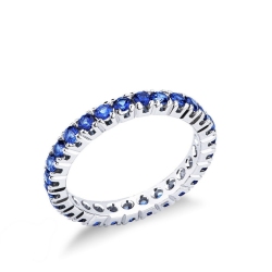 Blue sapphires eternity ring white gold 18k 