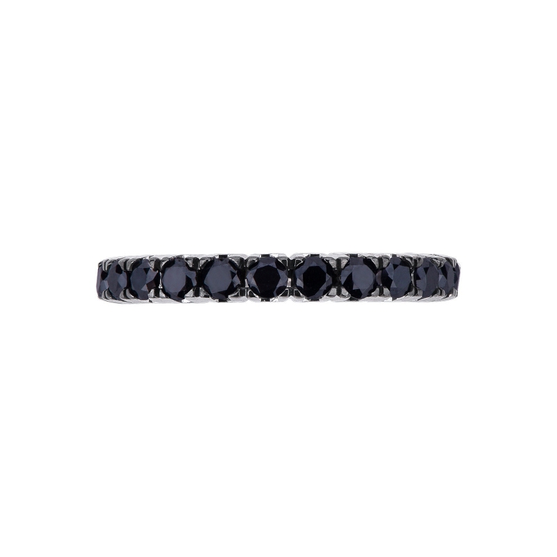 White gold 18k eternity ring with black diamonds 