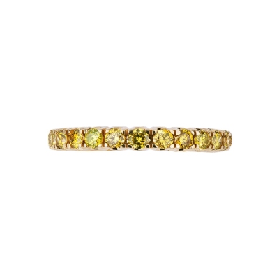 18k yellow gold eternity ring with yellow diamonds 