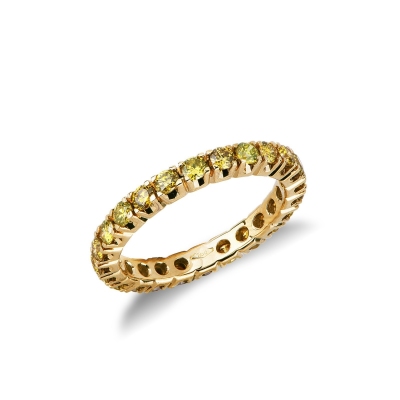 18k yellow gold eternity ring with yellow diamonds 