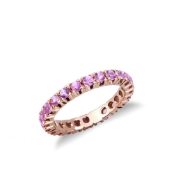 Eternity ring with pink sapphires in rosé gold 18k 