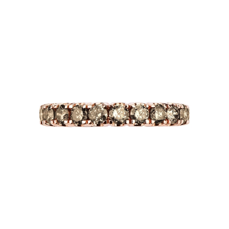 18k rosé gold eternity ring with brown diamonds 