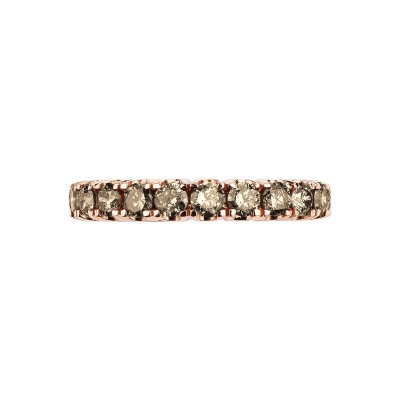18k rosé gold eternity ring with brown diamonds 