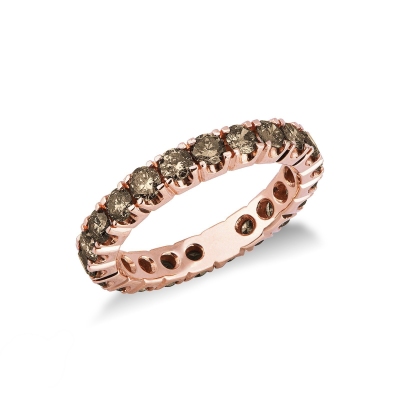 18k rosé gold eternity ring with brown diamonds 