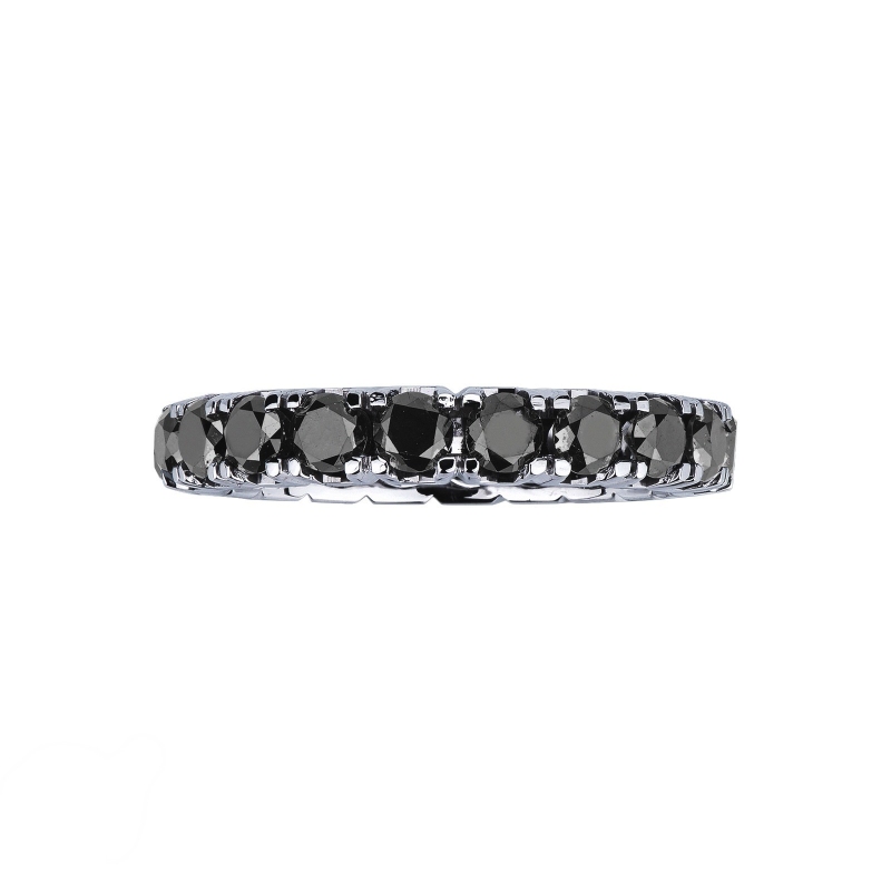 Eternity ring with black diamonds in white gold 18k 