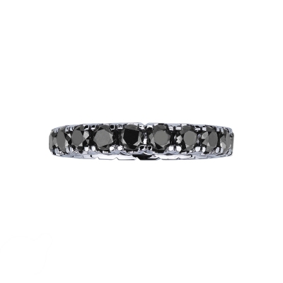 Eternity ring with black diamonds in white gold 18k 