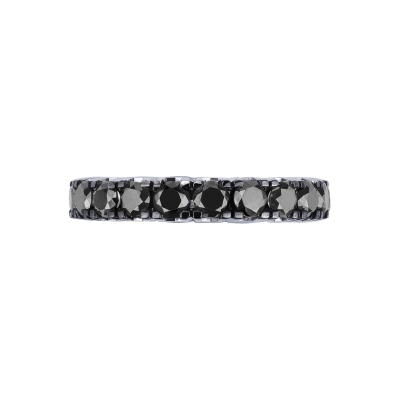 White gold 18k eternity ring with black diamonds and burnished tips