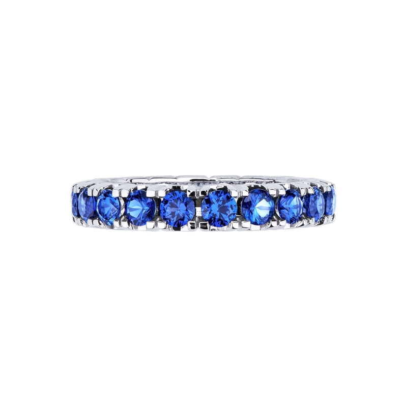 White gold 18k eternity ring with blue sapphires 