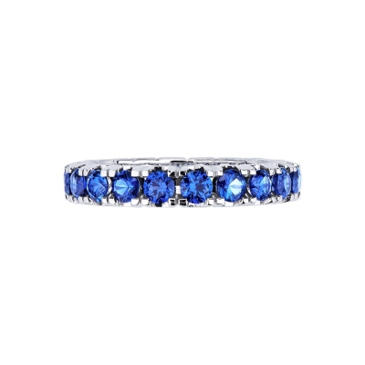 White gold 18k eternity ring with blue sapphires 