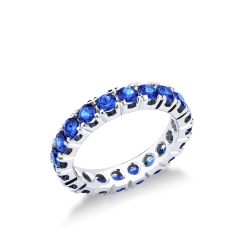 White gold 18k eternity ring with blue sapphires 