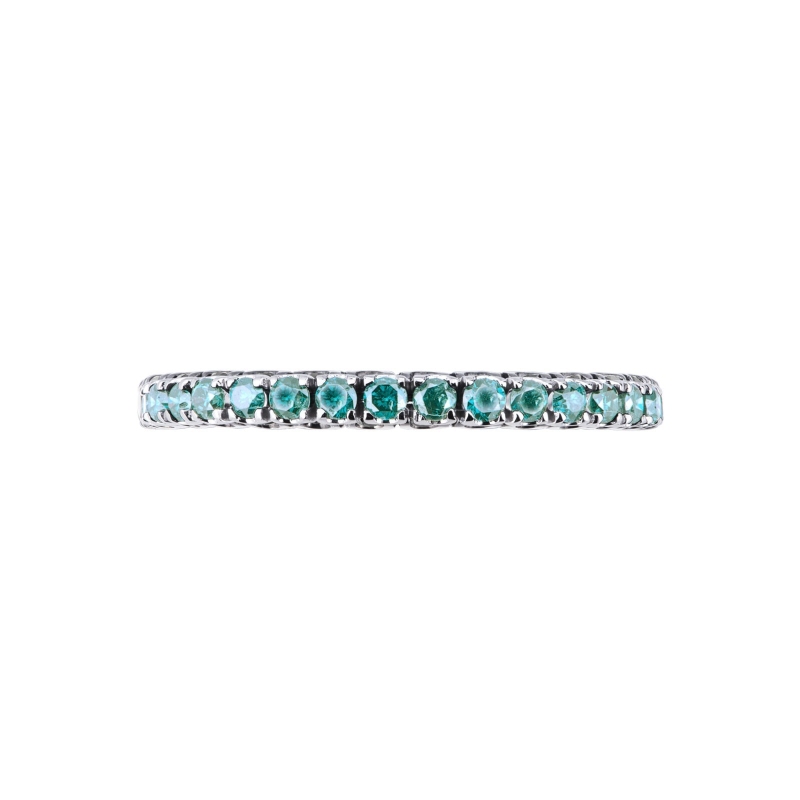 Eternity ring white gold 18k with blue diamonds 