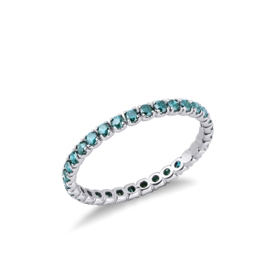 Eternity ring white gold 18k with blue diamonds 