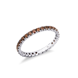 White gold 18k eternity ring with cognac diamonds 