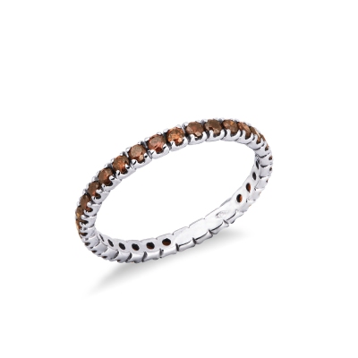 White gold 18k eternity ring with cognac diamonds 