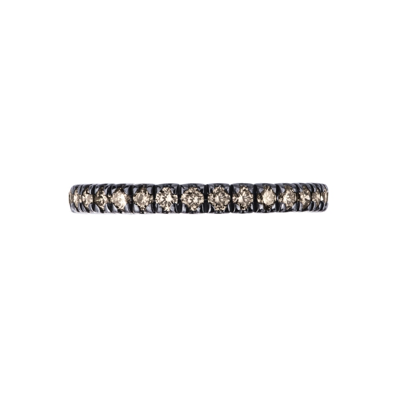 White gold 18k eternity ring with brown diamonds 