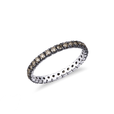 White gold 18k eternity ring with brown diamonds 