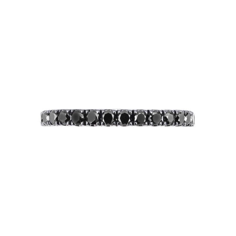 Eternity ring in white gold 18k with black diamonds and burnished tips