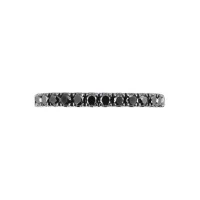 Eternity ring in white gold 18k with black diamonds and burnished tips