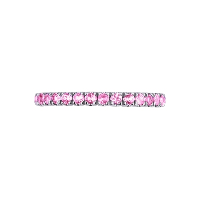 18k white gold eternity ring with pink sapphires 