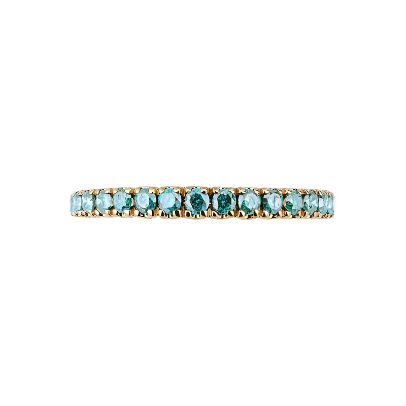 18k yellow gold eternity ring with blue diamonds 
