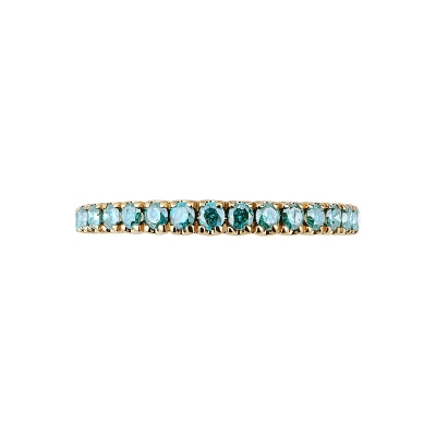 18k yellow gold eternity ring with blue diamonds 